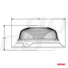 AMIO výstražný maják W21m Magnet / 3 šrouby R65 R10 18LED 12/24V IP56_thumb6