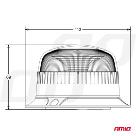 AMIO výstražný maják W21ml Magnet / 3 šrouby R65 R10 18LED 12/24V IP56_thumb7