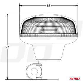 AMIO výstražný maják W21p pro tyč R65 R10 18LED 12/24V IP56_thumb6