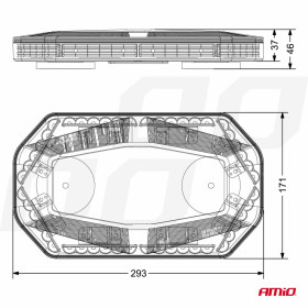 AMIO mini světelná lišta LED WLB78 magnet 293x171mm R65 R10 48LED 12/24V IP56_thumb9