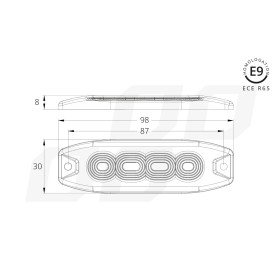 AMIO výstražné osvětlení oranžové 4x3W LED R65 R10 12/24V IP67_thumb5