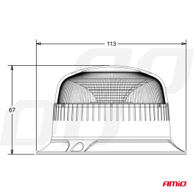 AMIO výstražný maják W213b 3 šrouby R65 R10 18LED 12/24V IP56_thumb6