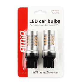 AMIO LED žárovky CANBUS 3030 24SMD T20 7440 WY21W Oranžová 12V/24V_thumb8