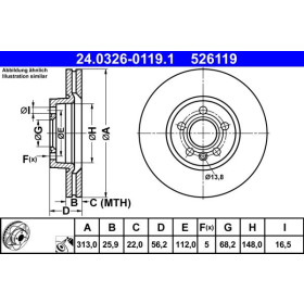 ATE Brzdový kotouč větraný Ø313mm 24.0326-0119.1_thumb2