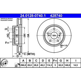 ATE Brzdový kotouč větraný Ø296mm 24.0128-0740.1_thumb2