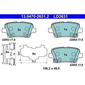 ATE Sada brzdových doštiček, kotoučová brzda 13.0470-2631.2_thumb2