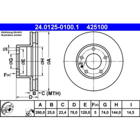 ATE Brzdový kotouč větraný Ø280mm 24.0125-0100.1_thumb2