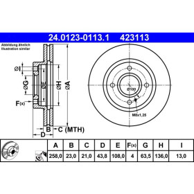 ATE Brzdový kotouč větraný Ø258mm 24.0123-0113.1_thumb2