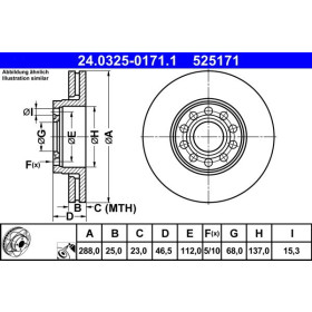 ATE Brzdový kotouč větraný Ø288mm 24.0325-0171.1_thumb2