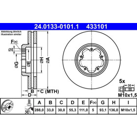 ATE Brzdový kotouč větraný Ø288mm 24.0133-0101.1_thumb2