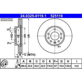 ATE Brzdový kotouč větraný Ø288mm 24.0325-0119.1_thumb2