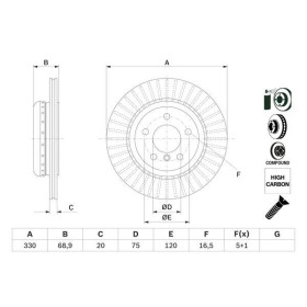 BOSCH Brzdový kotouč Brzdový kotouč dvoudílný Ø330mm 0 986 479 E04_thumb5