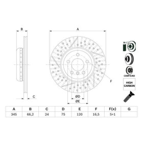 BOSCH Brzdový kotouč Brzdový kotouč dvoudílný Ø345mm 0 986 479 E15_thumb5