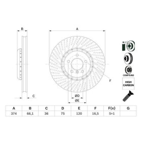 BOSCH Brzdový kotouč Brzdový kotouč dvoudílný Ø374mm 0 986 479 E28_thumb5