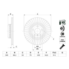 BOSCH Brzdový kotouč Brzdový kotouč dvoudílný Ø345mm 0 986 479 E06_thumb5