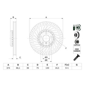 BOSCH Brzdový kotouč Brzdový kotouč dvoudílný Ø374mm 0 986 479 E30_thumb5