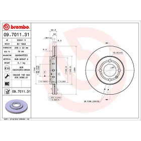 BREMBO Brzdový kotouč vnitřní chlazeně Ø256mm 09.7011.31_thumb2