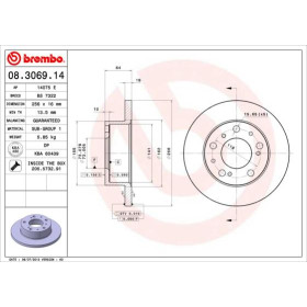 BREMBO Brzdový kotouč plný Ø256mm 08.3069.14_thumb2