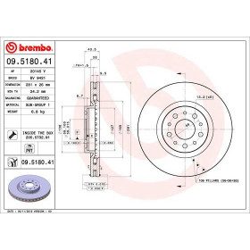 BREMBO Brzdový kotouč vnitřní chlazeně Ø281mm 09.5180.41_thumb2