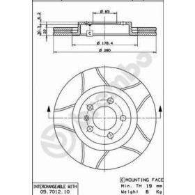 BREMBO Brzdový kotouč drazkovany Ø280mm 09.7012.75_thumb2