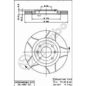 BREMBO Brzdový kotouč drazkovany Ø266mm 09.4987.76_thumb2