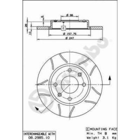 BREMBO Brzdový kotouč drazkovany Ø247mm 08.2985.75_thumb2