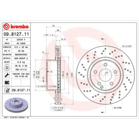 BREMBO Brzdový kotouč děrované/vnitřně chladené Ø312mm 09.8127.11_thumb2