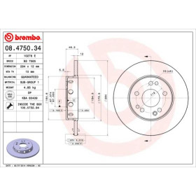 BREMBO Brzdový kotouč plný Ø284mm 08.4750.34_thumb2