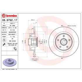 BREMBO Brzdový kotouč plný Ø274mm 08.9792.17_thumb2