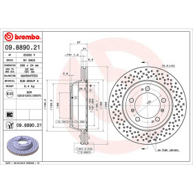 BREMBO Brzdový kotouč děrované/vnitřně chladené Ø299mm 09.8890.21_thumb2