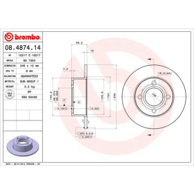 BREMBO Brzdový kotouč plný Ø245mm 08.4874.14_thumb2