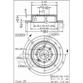 BREMBO Brzdový kotouč drazkovany Ø239mm 08.7104.75_thumb2