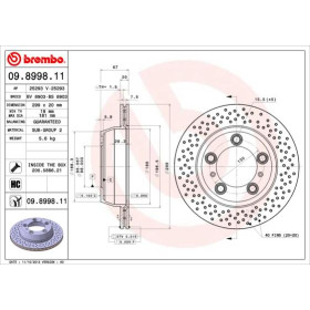 BREMBO Brzdový kotouč děrované/vnitřně chladené Ø299mm 09.8998.11_thumb2