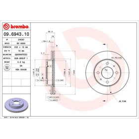 BREMBO Brzdový kotouč větraný Ø232mm 09.6943.10_thumb2