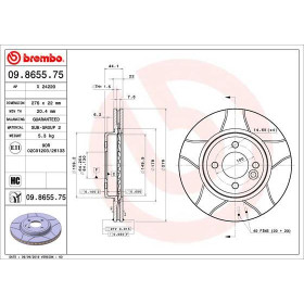 BREMBO Brzdový kotouč drazkovany Ø276mm 09.8655.75_thumb2