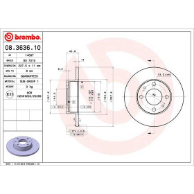 BREMBO Brzdový kotouč plný Ø227mm 08.3636.10_thumb2