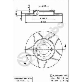 BREMBO Brzdový kotouč drazkovany Ø239mm 08.4177.75_thumb2