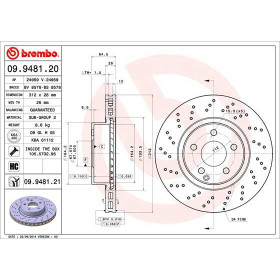 BREMBO Brzdový kotouč děrované/vnitřně chladené Ø312mm 09.9481.21_thumb2