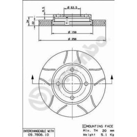 BREMBO Brzdový kotouč drazkovany Ø258mm 09.7806.75_thumb2