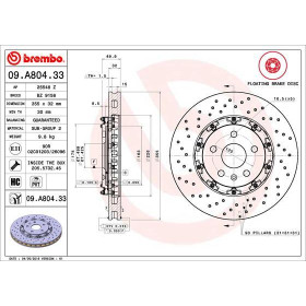 BREMBO Brzdový kotouč Brzdový kotouč dvoudílný Ø355mm 09.A804.33_thumb2