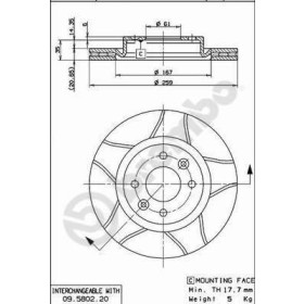 BREMBO Brzdový kotouč drazkovany Ø259mm 09.5802.76_thumb2