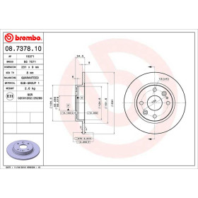 BREMBO Brzdový kotouč plný Ø231mm 08.7378.10_thumb2