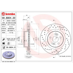 BREMBO Brzdový kotouč děrované/vnitřně chladené Ø312mm 09.8904.21_thumb2