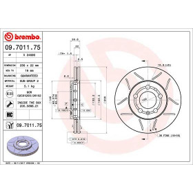 BREMBO Brzdový kotouč drazkovany Ø256mm 09.7011.75_thumb2