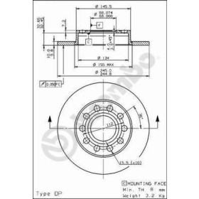 BREMBO Brzdový kotouč Ø245mm 08.9136.11_thumb2