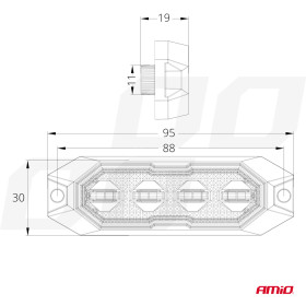 AMIO Výstražné osvětlení oranžové 4x3W LED R65 R10 12/24V IP6K9K AMIO-03929_thumb5