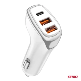 AMiO Nabíječka do auta 2x USB-A + USB-C 38W 12/24V_thumb4