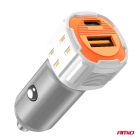 AMiO Nabíječka do auta USB-A + USB-C 38W 12/24V_thumb5