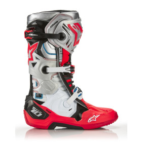 boty TECH 10 limitovaná edice VISION, ALPINESTARS (černá/bílá/stříbrná/červená fluo/modrá, vel. 47)_thumb2