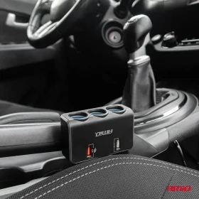 AMIO Prodlužovací zásuvka 2x USB0A QC3.0 12/24V 120W 80cm_thumb5